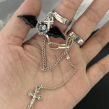 Fashionkova Gothic Fashion Rings For Women Girls Crystal Black Spider Open Ring Hip Hop Punk Irregular Animal Finger Jewelry Halloween Gift