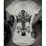 Fashionkova party outfit  Vintage Y2K 90s Punk Cross Graphic T-shirts Summer Streetwear Women's Crop Top Sexy Female Clothing Gothic Shirts & Blouses Tees