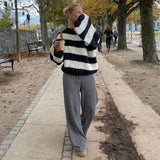 FashionKova-Y2k Trousers Joggers Streetwear Pants Women Clothing Stripe Casual High waist Vintage Punk Loose Sweatpants Wide Leg Pantalones