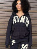 Fashionkova  Aesthetic Fashion Jacket Letter Embroidered Oversized Hoodie Men Y2k Harajuku Retro Zipper Sweatshirt Harajuku Women Coat Top