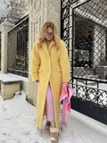 Fashionkova Party Outfit Retro Lambwool Solid Long Coats Women Elegant Loose Lapel Single Breasted Plush Coat Female Winter Warm Chic Street Overcoats