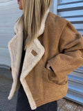Fashionkova party look inspos Fashion Suede Thicken Coat Women Casual Turn-down Collar Single Breasted Loose Warm Jacket Chic Female Winter Lamb Wool Overcoat
