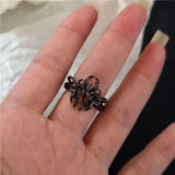 Fashionkova New Adjustable Opening Irregular Red Crystal Glass Heart Aesthetic Rings for Women Gothic Animal Spider Ring Creative Jewelry