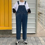 Fashionkova  Party Outfit  Korean Loose Denim Overalls Women Spring Autumn Straight Wide Leg Jeans Vintage Suspenders Maxi Baggy Jumpsuits Men Woman S-5XL