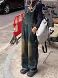 Fashionkova  Party Outfit  Women's Vintage Blue Jumpsuits Denim Jumpsuit Y2k Harajuku Overalls Korean Streetwear High Waist Wide Jean Pants 90s Clothes