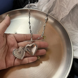 Fashionkova Gothic Forever Love Peach Heart Locket Photo Pendant Necklace For Women Girl Y2K Charms Jewelry EMO Aesthetic Grunge Accessories