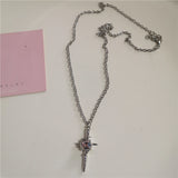Fashionkova Gothic Pink Cross Heart Pendant Choker Necklace For Women Egirl Hip Hop Rope Chain Punk Y2K Charms Aesthetic Jewelry Accessories