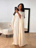 Fashionkova party look inspos Elegant Satin Prom Gowns Saudi Arabic Simple Prom Gown Women Full Sleeve A Line Evening Dress Ladies Formal Gowns Outfit Dresses