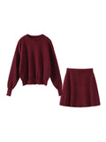 Fashionkova party look inspos Elegant Women Knitted Skirt Set 2025 Spring New O-neck Long Sleeve Sweater Mini Skirt 2 Pcs Suit Lady Knitting Outfit Streetwear