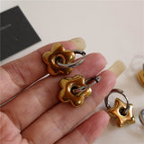 Fashionkova Classic Gold Chunky Flower Heart Star Hoop Earrings For Women Men Punk Hip Hop Gold Color Female Earring Statement Y2K Jewelry