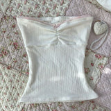 FashionKova-Y2K Tops vintage Women's Strapless Bra Women's Halter Corset Women's Split with tops sexy lace bow Tops Hot Girl Crop Tops Emo