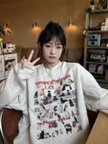 Fashionkova Puppy Cat Print Loose Sweatshirt
