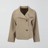 Fashionkova Stand Collar Women Winter Woolen Coats 2025 Spring Single Breasted Loose Female Long Sleeve Jacket Office Lady Street Short Coat ootd