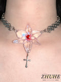 Fashionkova ZHUHE Thorn Lily Necklace New Gothic Style For Women Men's Jewelry Accessories Party Gift ootd