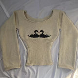 FashionKova-Striped casual pattern sweater cotton chic grunge punk Y2K top street high street rock aesthetic retro hop fashion women sweater