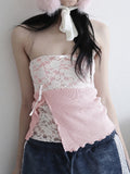 Fashionkova Sweet Lace Spliced Cute Straps Tops Women¡¯s Sleeveless Design Slim Fit Gentle Fashion Trendy Blouses