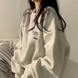 Fashionkova Letter Print Pullover Oversized Sweatshirt