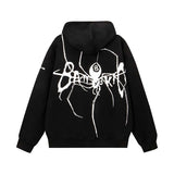 Fashionkova Embroidery Spider Zip Up Oversized Hoodie
