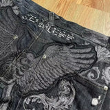 Fashionkova American Y2K New Fashion Pattern Embroidery Loose Jeans Men Street Casual Joker Mopping Oversized Wide-leg Pants Couple Jeans Casual Outfit