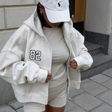 Fashionkova Number Embroidery Embellished Oversized Hoodie