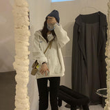 Fashionkova Letter Embroidery Baggy Zip Up Hoodie