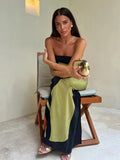 Fashionkova party look inspos Fashion Loose Off Shoulder Contrast Color Dresses Summer Avocado Print Strapless Dress Women 2024 Sexy Ladies Holiday Streetwear