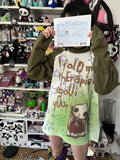Fashionkova party look inspos Y2k Clothes Cartoon Star Graffiti Print Punk T-shirt Green Raglan Sleeves Loose Casual Aesthetic Long Sleeve Top Grunge Y2k