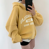 Fashionkova Vintage Letter Print Half Zip Oversized Hoodie
