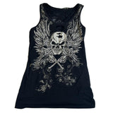 Fashionkova Japanese Emo Lace Backless Crop Top 2000s Skull Wing Print Tank Tops Cyber Grunge Y2K Graphic Sleeveless Vest Women Clothes ootd