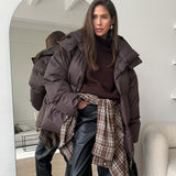 Fashionkova party look inspos Talenza Women's Winter Cotton Jacket Loose Parka Retro Bakery Jacket Casual Hooded Women's Warm Cotton Down Jacket Parka Top