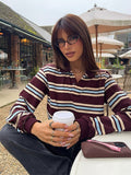 Fashionkova party look inspos Fashion Stripe Women's T-shirt Casual Long Sleeve Female All Match Polo Shirt 2025 Spring New Ladies Loose Tops High Street