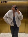 Fashionkova party look inspos Luxury Lapel Faux Fur Jacket Coat Women Loose Long Sleeve Fluffy Warm Coats Female 2023 Winter Fashion Lady Overcoat Streetwear