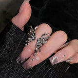 Fashionkova 2PCS SET Punk Irregular Liquid Metal Butterfly Adjustable Open Rings For Women Aesthetic Egirl Gothic Trend Insect Y2K Jewelry
