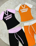 FashionKova-Embroidered lettering Patch Women Slim Top Goth Cute Baby T-shirt Set Vintage Y2k Slim Sweatpant Summer street wear Sports shirt