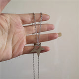Fashionkova Punk Star Pendant Chain Necklace For Men Women Hip Hop Cool Beads Neck Y2K Jewelry
