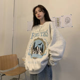 Fashionkova Vintage Mountains Graphic Oversized Sweatshirt
