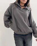 Fashionkova Harajuku Solid Color Zip Up Hoodie Retro Punk Y2k Hoodies Fashion Hip Hop Men Women Stand Collar Sweatshirt Hoodie Streetwear