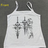Fashionkova Y2k Style Aesthetic Sweet Sexy Tank Tops Women Sleeveless Casual Cartoon Print Tanks Harajuku All Match Cropped Grunge Emo Girls Spring Style 2025