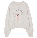 Fashionkova Aesthetic Bowknot Print Pullover Sweatshirt