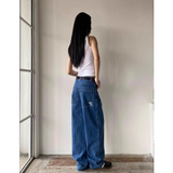 Fashionkova New Harajuku Trendy Y2K Streetwear Trousers American Retro Embroidered Washed Baggy Jeans Women Casual Straight Wide-leg Pants