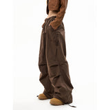 Fashionkova party outfit  Deeptown Vintage Parachute Pants Women Y2k Streetwear Oversized Brown Trousers Korean Style Cargo Joggers Hippie Harajuku Grunge