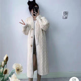 Fashionkova party look inspos Women Fur Cardigan Thickened Long 2024Autumn Winter V-neck Jacket Female Loose Simple Leisure With Buttons Casual Faux Fur Coat