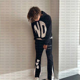 Fashionkova  Casual Print Hoodies Men Women Hip Hop Sweatshirt Pant Autumn Gothic Punk Long Sleeve Loose Hooded Oversized Pullover Tops