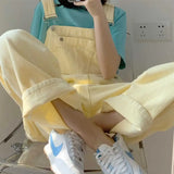 Fashionkova  Party Outfit  Yellow Overalls Women Summer New Sweet Cute Jumpsuit Woman Strap Pants Straight Wide Leg Pants Female