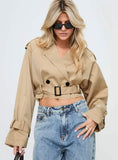 Fashionkova Woodson Cropped Trench Coat Beige