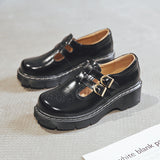 90s fashion men Beautiful Foot Power Retro Brogue Women's Shoes Thick-Soled Mori Women's Japanese Mary Jane Single-Layer Shoes Cute Big Toe JK Small Leather Shoes