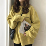 Fashionkova Letter Embroidered Solid Color Oversized Sweatshirt