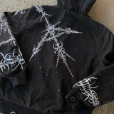 Fashionkova Y2K zip up hoodie vintage Gothic Patchwork pattern Harajuku Oversized hoodie Hip Hop Streetwear Men women fashion sweatshirt top