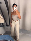 Fashionkova Solid Fringed Pants Women White Loose High Waisted Zipper Straight Leg Trousers Female 2025 Spring Autumn Casual Lady Streetwear