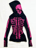 Fashionkova party outfit  Pink Skull Graphic Hoodie Zip-up Y2k Women High Street Punk Vintage Clothes Winter Hooded Grunge Gothic New Hoodies 2024 Hoody